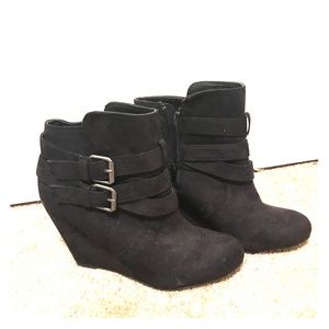 Black Wedge Booties